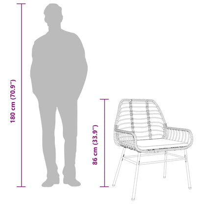 Set da Pranzo da Giardino 5pz con Cuscini Polyrattan Vetro