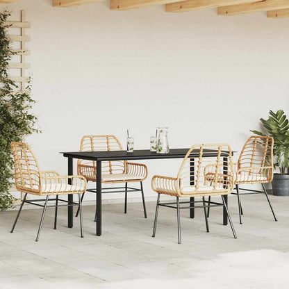 Set da Pranzo da Giardino 5pz con Cuscini Polyrattan Vetro