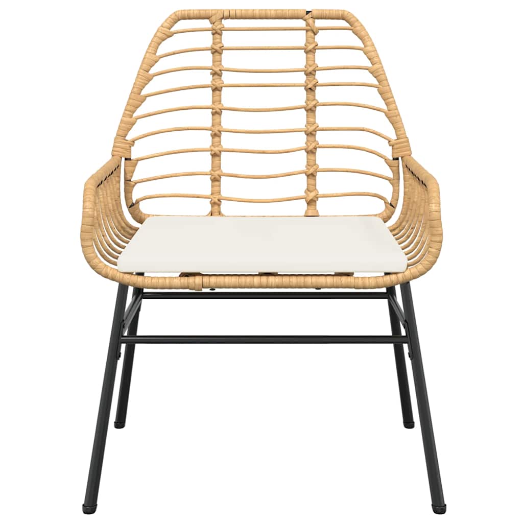 Set Pranzo da Giardino 7pz con Cuscini Marrone Polyrattan Vetro