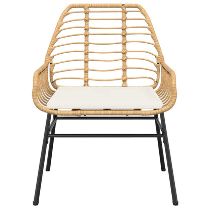 Set Pranzo da Giardino 7pz con Cuscini Marrone Polyrattan Vetro
