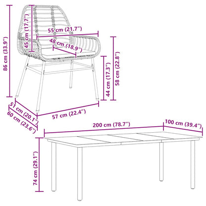 Set Pranzo da Giardino 7pz con Cuscini Marrone Polyrattan Vetro | homemem39