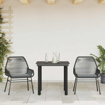 Set da Pranzo da Giardino 3 pz con Cuscini Polyrattan Vetro | homemem39