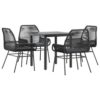 Set da Pranzo da Giardino con Cuscini 5 pz Polyrattan Vetro