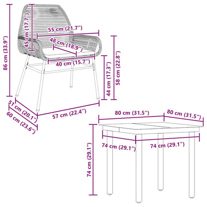 Set da Pranzo da Giardino con Cuscini 5 pz Polyrattan Vetro