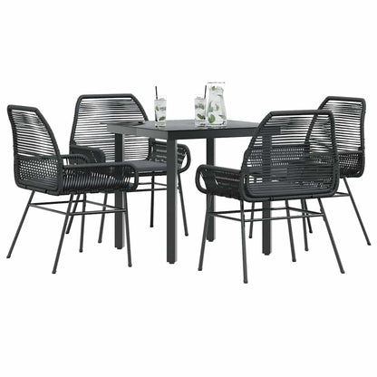 Set da Pranzo da Giardino con Cuscini 5 pz Polyrattan Vetro