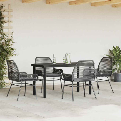 Set da Pranzo da Giardino con Cuscini 5 pz Polyrattan Vetro