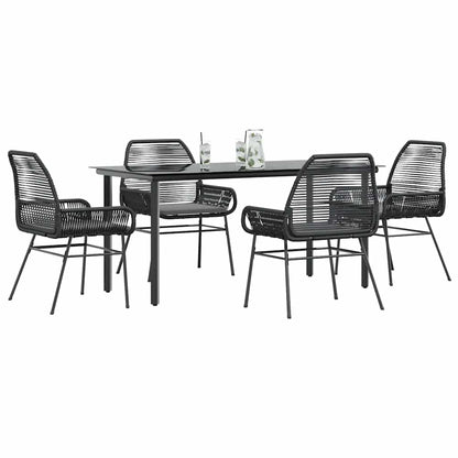 Set da Pranzo da Giardino con Cuscini 5 pz Polyrattan Vetro