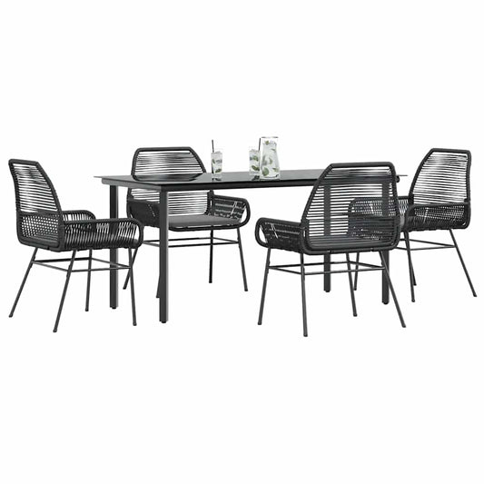 Set da Pranzo da Giardino con Cuscini 5 pz Polyrattan Vetro