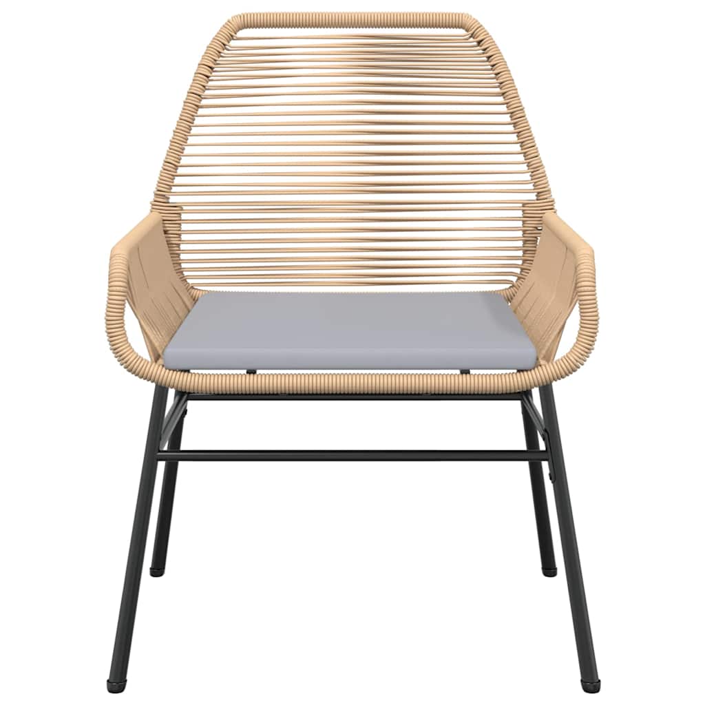 Set Pranzo da Giardino 7pz con Cuscini Marrone Polyrattan Vetro