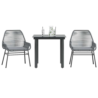 Set da Pranzo da Giardino 3 pz con Cuscini in Polyrattan Vetro