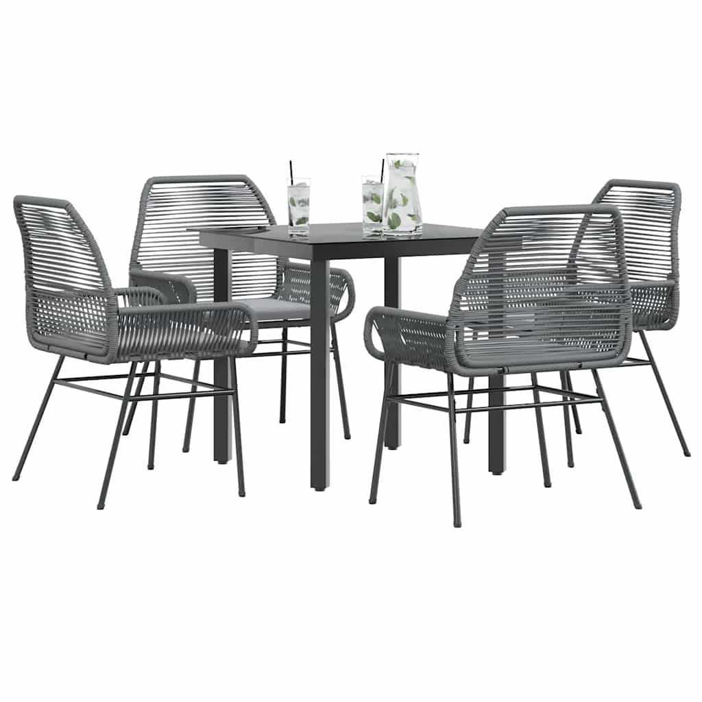 Set da Pranzo da Giardino 5 pz con Cuscini Polyrattan Vetro | homemem39