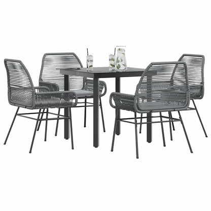 Set da Pranzo da Giardino 5 pz con Cuscini Polyrattan Vetro | homemem39