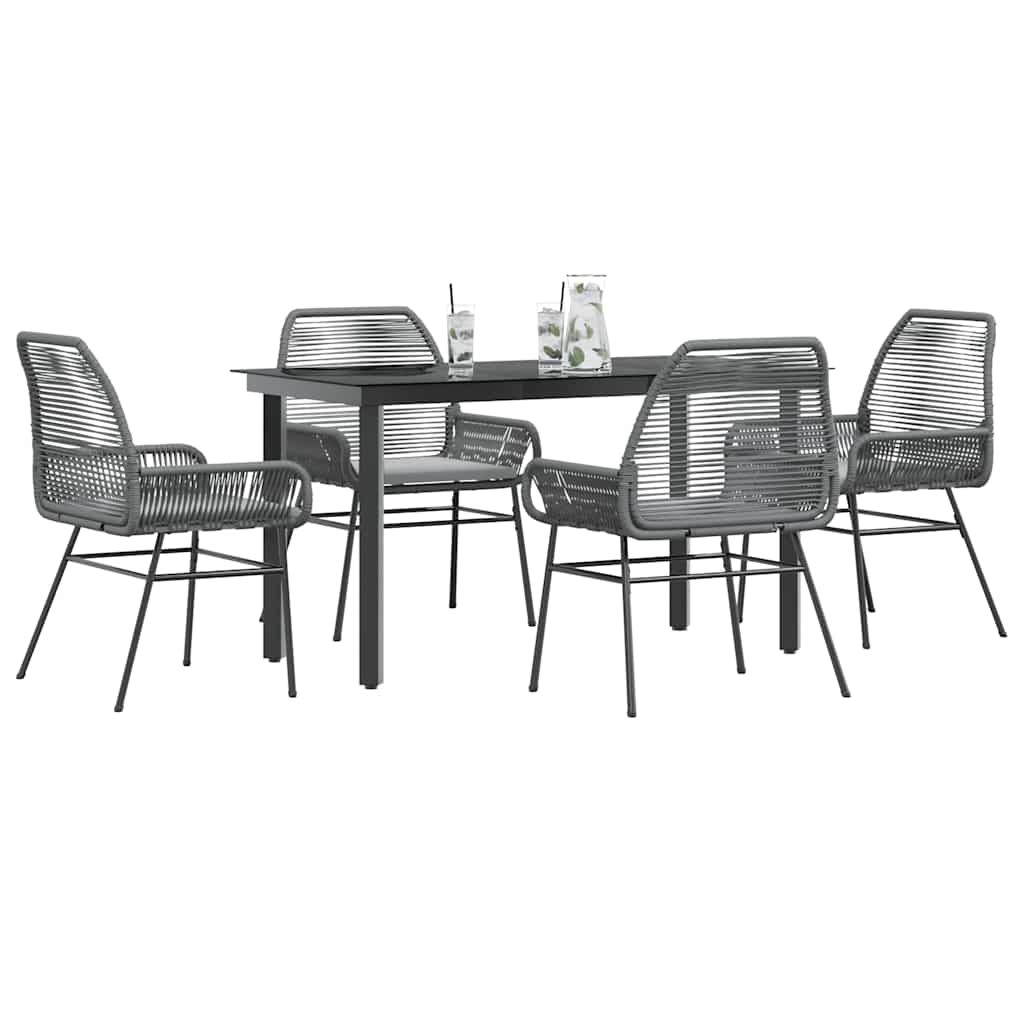 Set da Pranzo da Giardino 5 pz con Cuscini Polyrattan Vetro | homemem39