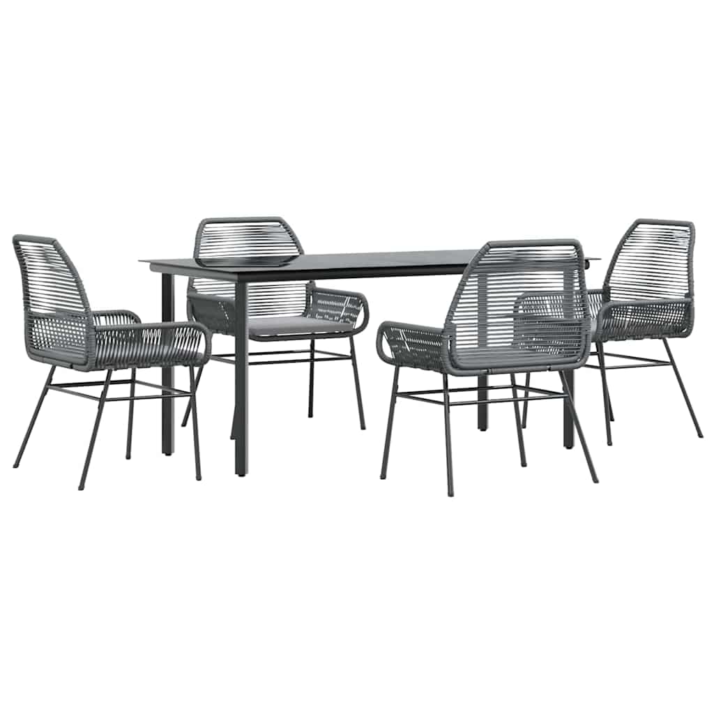 Set da Pranzo da Giardino 5 pz con Cuscini Polyrattan Vetro | homemem39