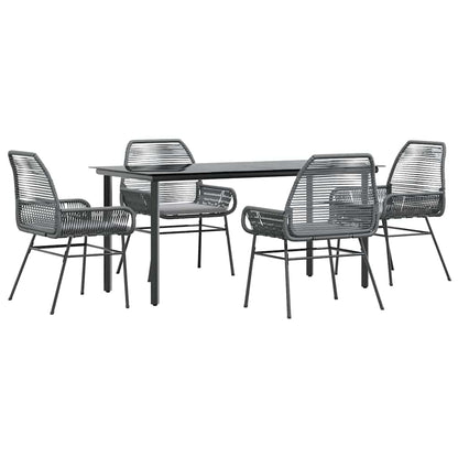 Set da Pranzo da Giardino 5 pz con Cuscini Polyrattan Vetro | homemem39