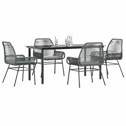 Set da Pranzo da Giardino 5 pz con Cuscini Polyrattan Vetro | homemem39