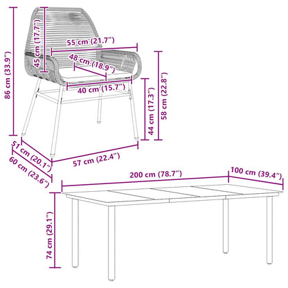 Set da Pranzo da Giardino 7 pz con Cuscini Polyrattan Vetro | homemem39