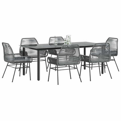 Set da Pranzo da Giardino 7 pz con Cuscini Polyrattan Vetro | homemem39