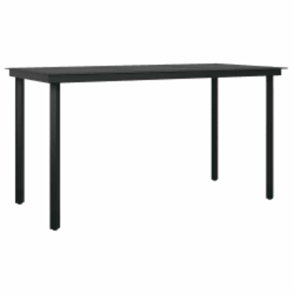Set Mobili da Pranzo per Giardino 5 pz Nero Polyrattan Vetro