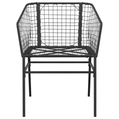 Set Mobili da Pranzo per Giardino 5 pz Nero Polyrattan Vetro