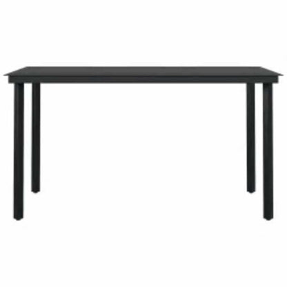 Set Mobili da Pranzo per Giardino 5 pz Nero Polyrattan Vetro