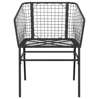 Set Pranzo da Giardino 7 pz Nero Polyrattan Vetro | homemem39