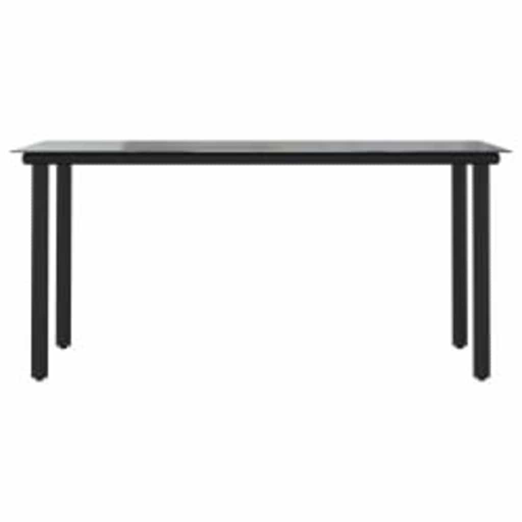 Set Pranzo da Giardino 7 pz Nero Polyrattan Vetro | homemem39