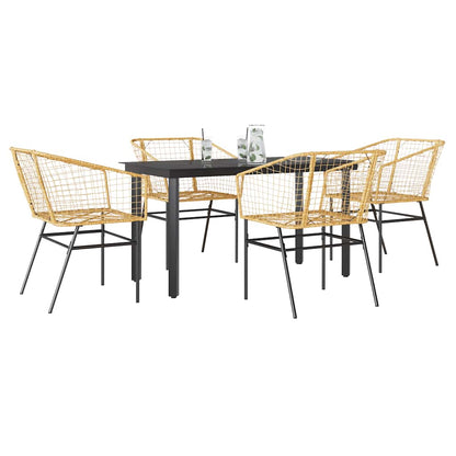 Set da Pranzo da Giardino 5pz Polyrattan Vetro | homemem39