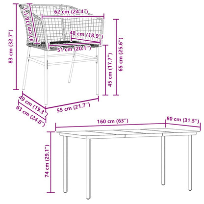 Set da Pranzo da Giardino 5pz Polyrattan Vetro | homemem39