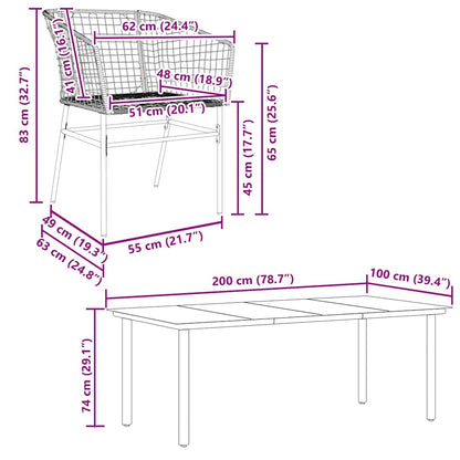 Set da Pranzo da Giardino 9 pz Polyrattan Vetro | homemem39