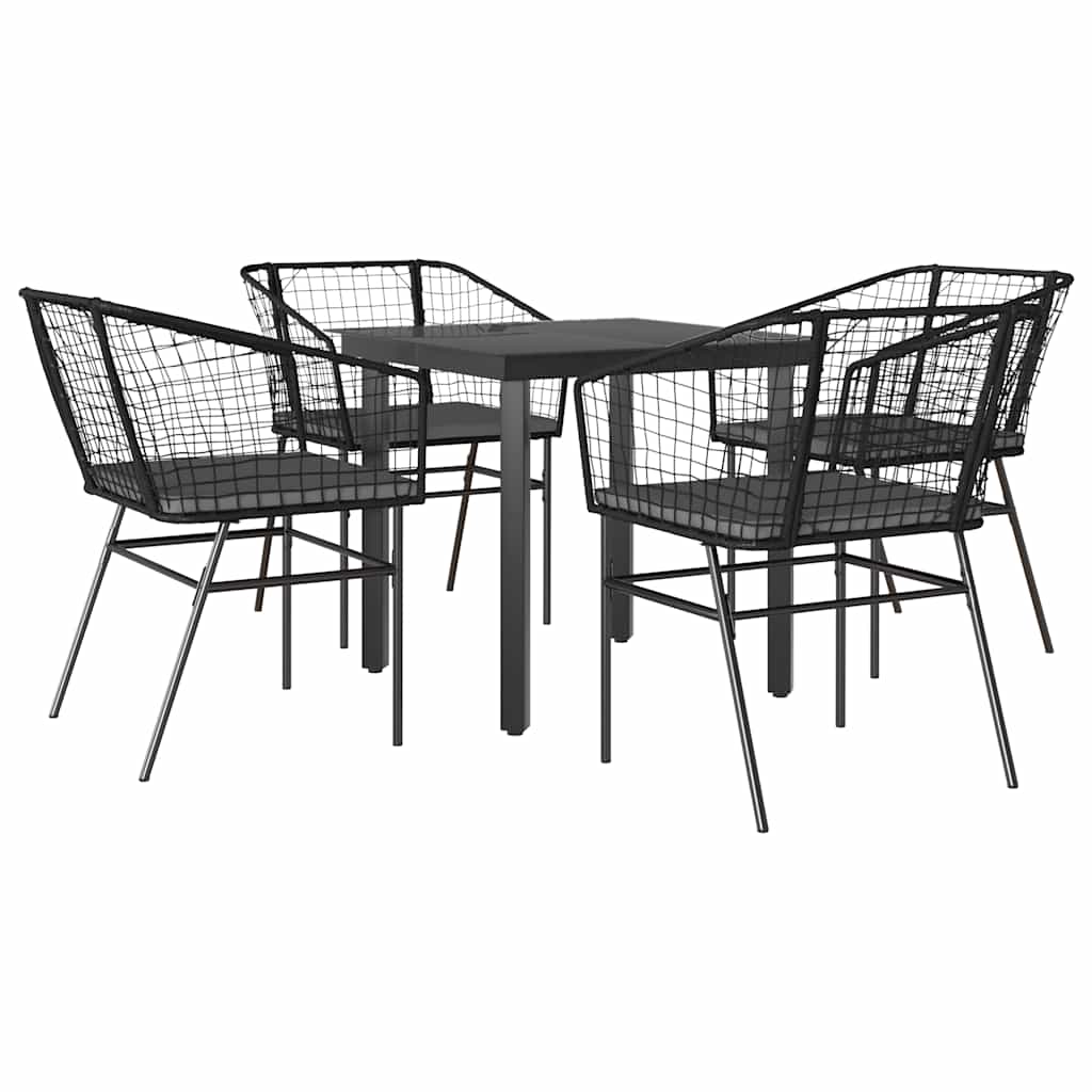 Set da Pranzo da Giardino con Cuscini 5 pz Polyrattan Vetro | homemem39
