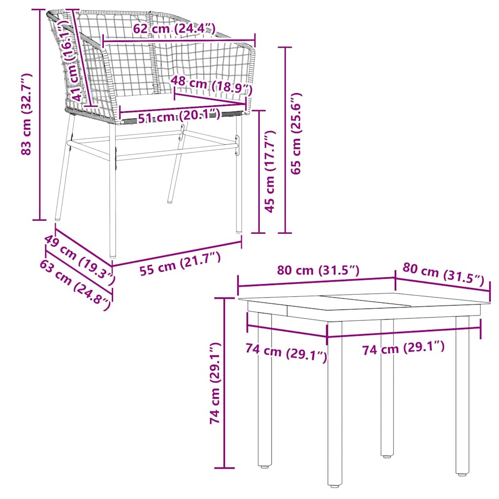 Set da Pranzo da Giardino con Cuscini 5 pz Polyrattan Vetro | homemem39