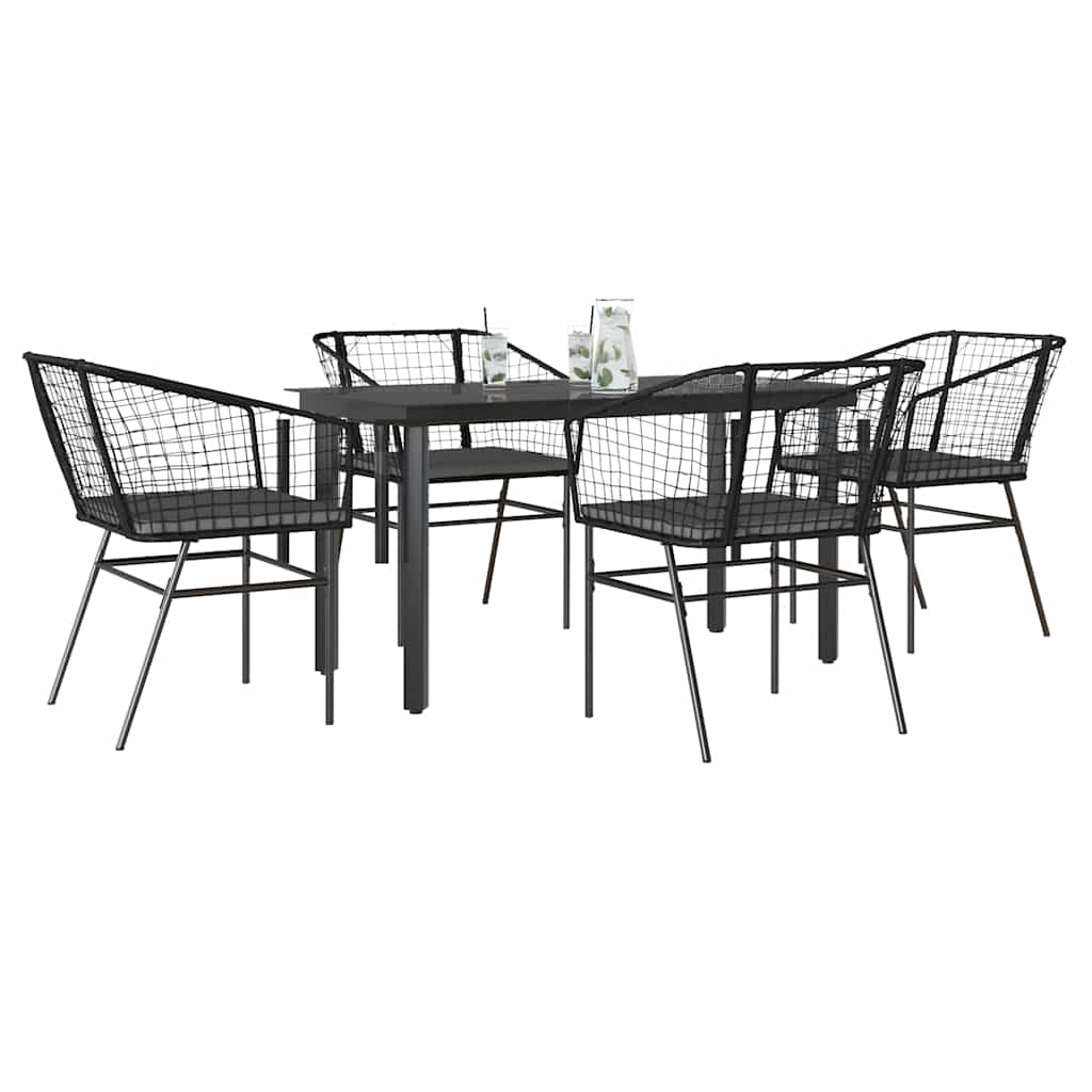 Set da Pranzo da Giardino con Cuscini 5 pz Polyrattan Vetro | homemem39