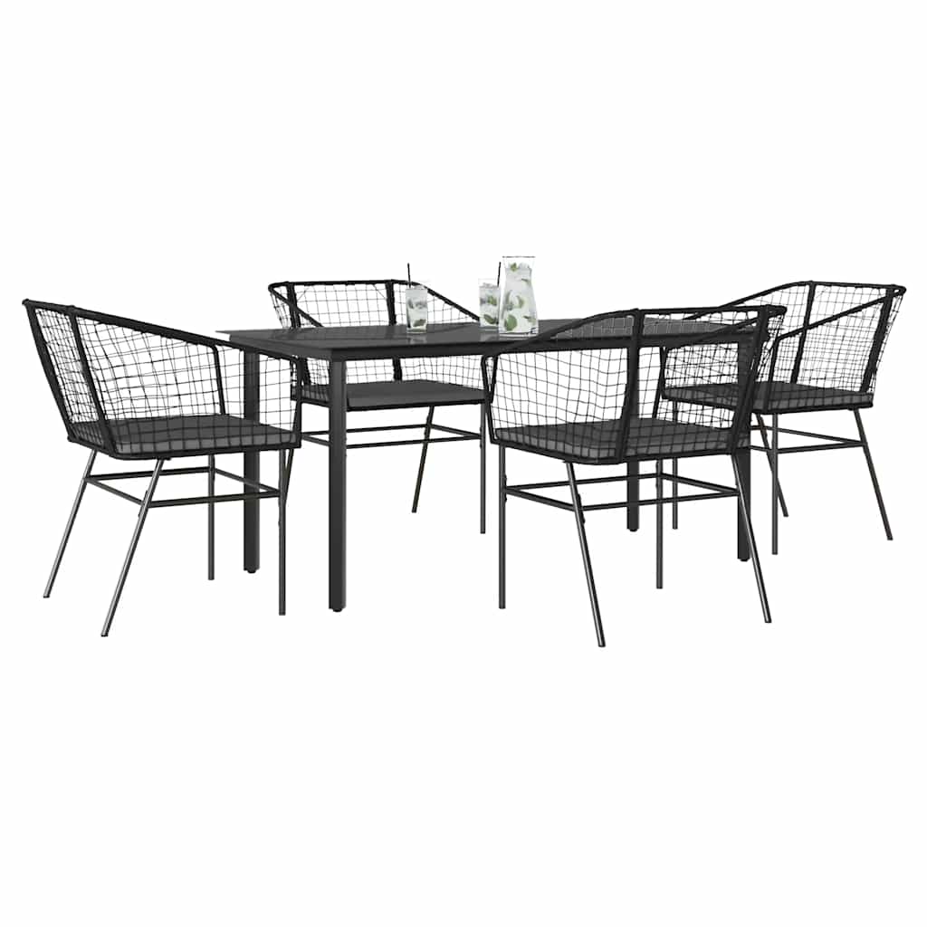 Set da Pranzo da Giardino con Cuscini 5 pz Polyrattan Vetro | homemem39