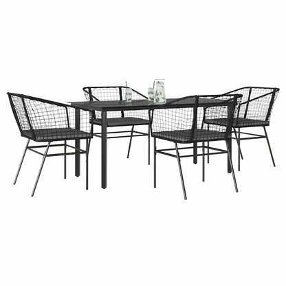 Set da Pranzo da Giardino con Cuscini 5 pz Polyrattan Vetro | homemem39