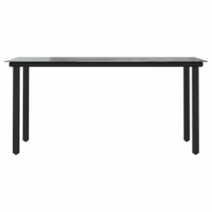 Set Pranzo da Giardino 7 pz Nero con Cuscini Polyrattan Vetro | homemem39