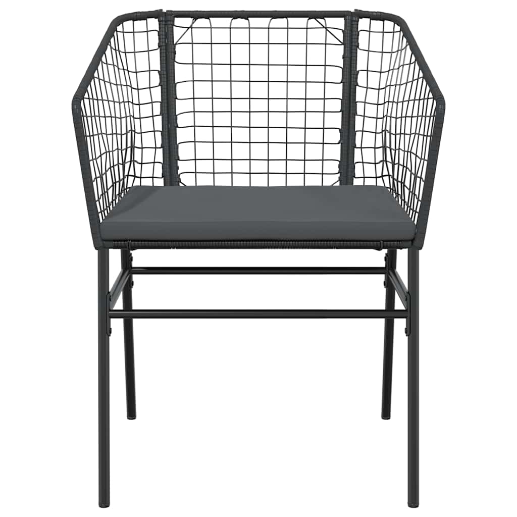 Set Pranzo da Giardino 7 pz Nero con Cuscini Polyrattan Vetro | homemem39