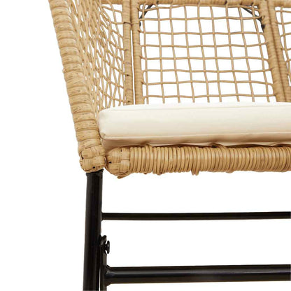 Set da Pranzo da Giardino 3pz con Cuscini Polyrattan Vetro | homemem39