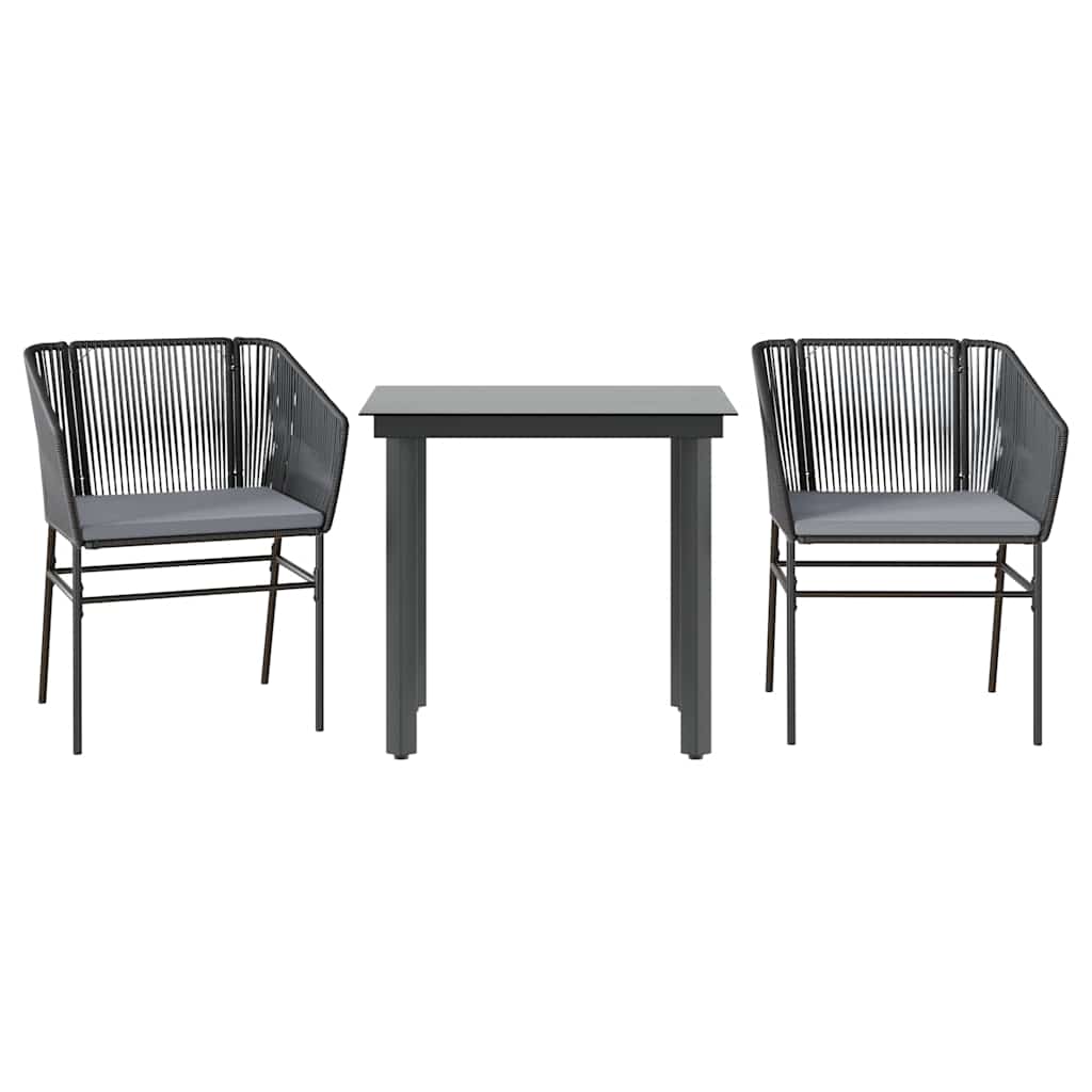 Set da Pranzo da Giardino 3 pz con Cuscini Polyrattan Vetro | homemem39