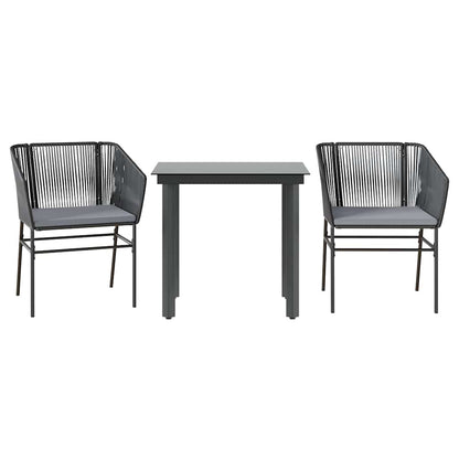 Set da Pranzo da Giardino 3 pz con Cuscini Polyrattan Vetro | homemem39