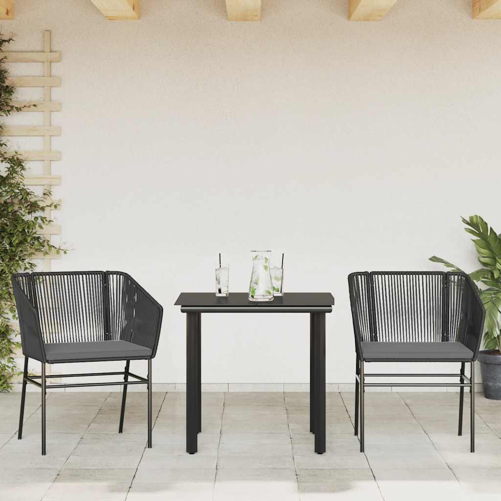 Set da Pranzo da Giardino 3 pz con Cuscini Polyrattan Vetro | homemem39