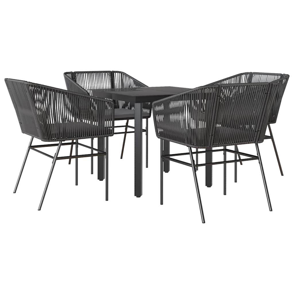 Set da Pranzo da Giardino con Cuscini 5 pz Polyrattan Vetro | homemem39