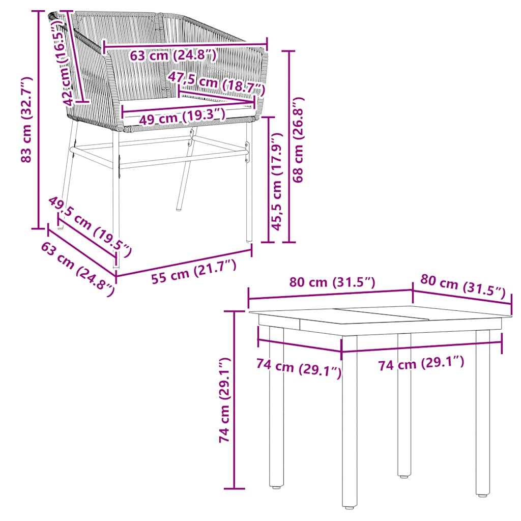 Set da Pranzo da Giardino con Cuscini 5 pz Polyrattan Vetro | homemem39