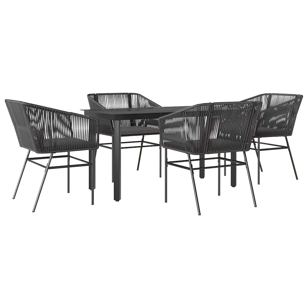 Set da Pranzo da Giardino con Cuscini 5 pz Polyrattan Vetro | homemem39