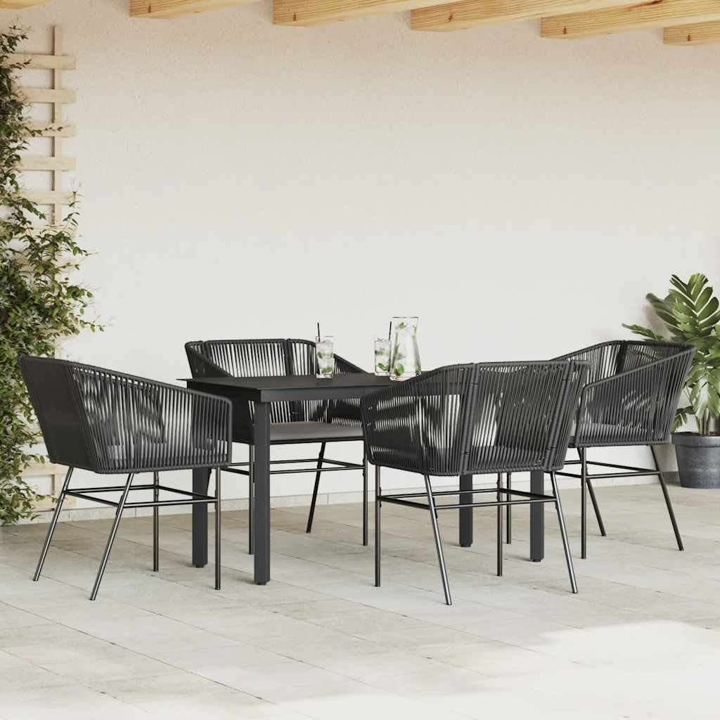 Set da Pranzo da Giardino con Cuscini 5 pz Polyrattan Vetro | homemem39