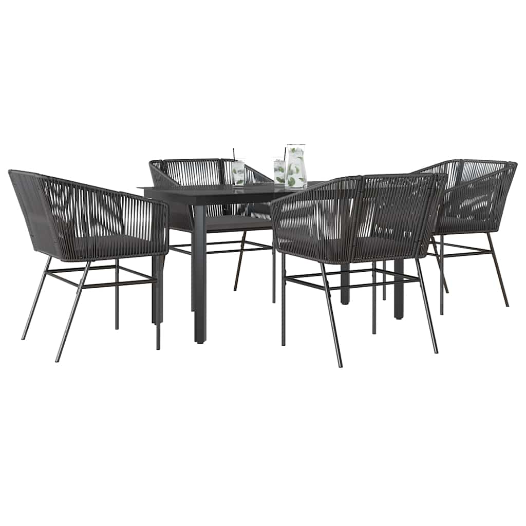 Set da Pranzo da Giardino con Cuscini 5 pz Polyrattan Vetro | homemem39