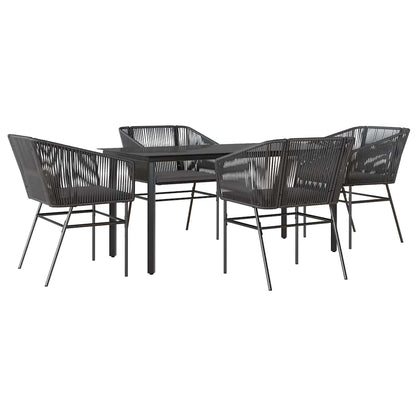 Set da Pranzo da Giardino con Cuscini 5 pz Polyrattan Vetro | homemem39