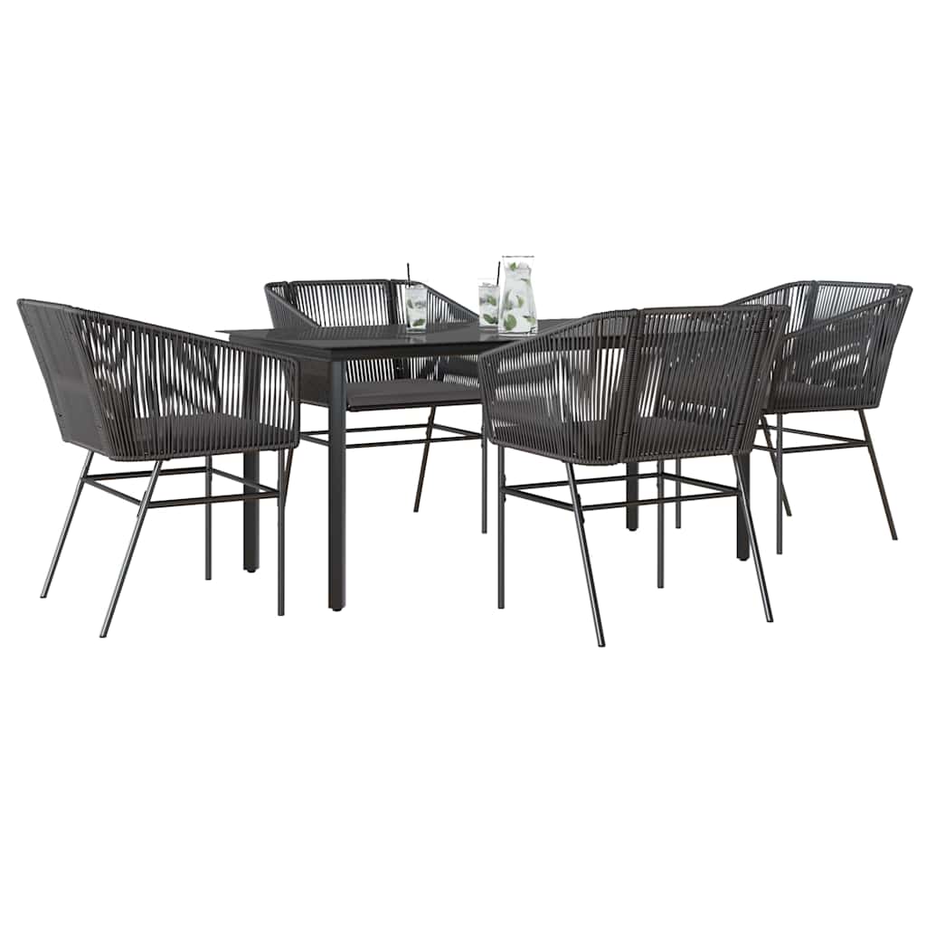 Set da Pranzo da Giardino con Cuscini 5 pz Polyrattan Vetro | homemem39