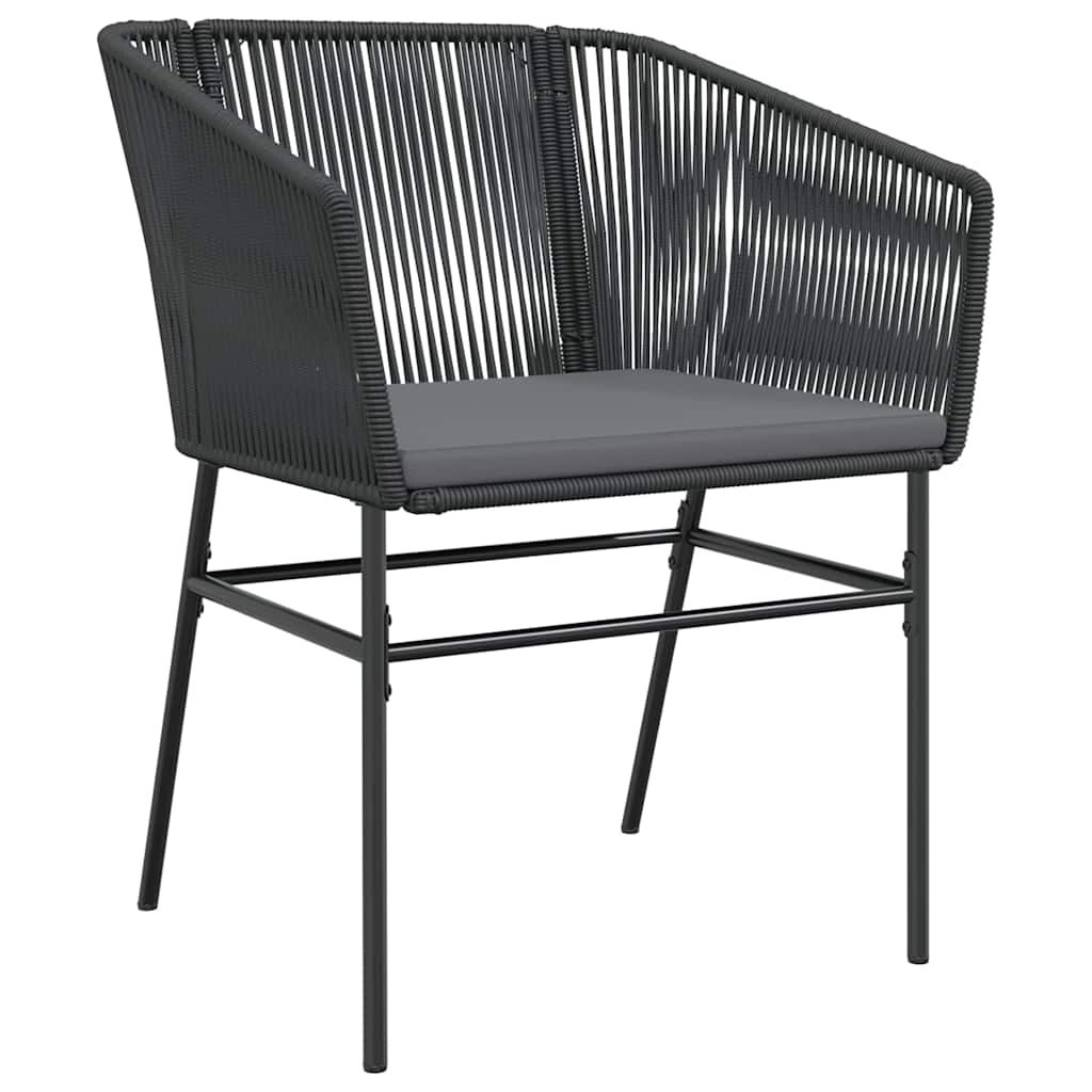 Set Pranzo da Giardino 7 pz Nero con Cuscini Polyrattan Vetro