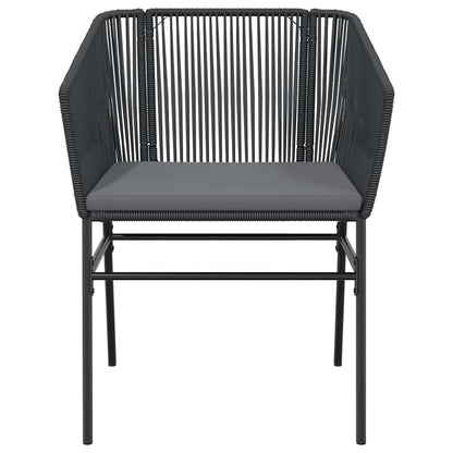 Set Pranzo da Giardino 7 pz Nero con Cuscini Polyrattan Vetro
